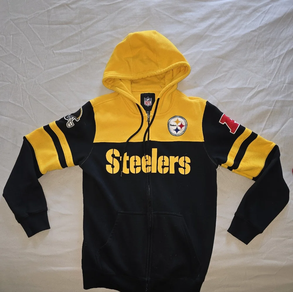 NFL Steelers Full Zip Up Yellow and‎  Fleece Hoodie
